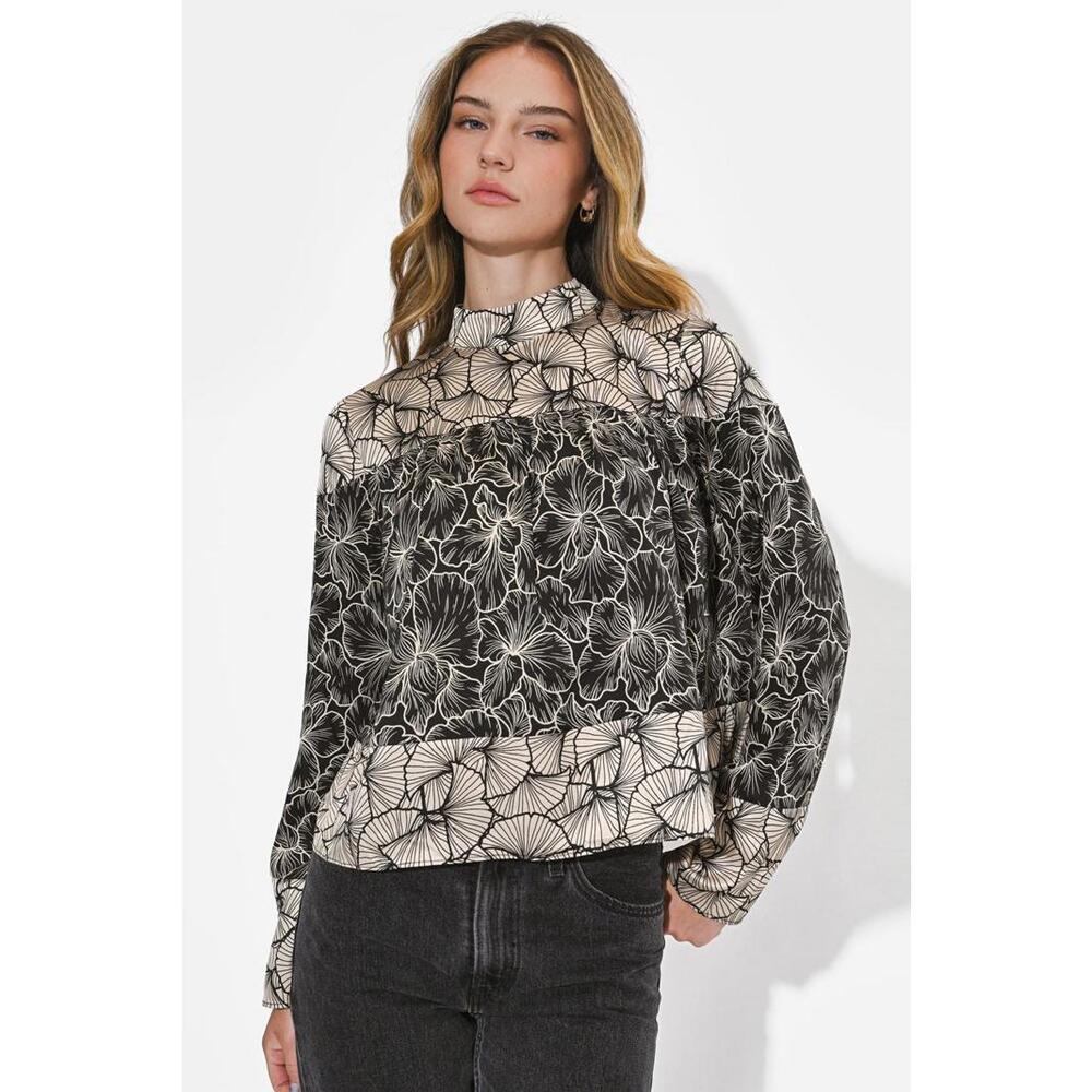 Meghan Twin Print Turtle Neck Top